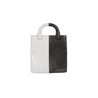 Three-colored Double-sided Color-block Leather Handbag