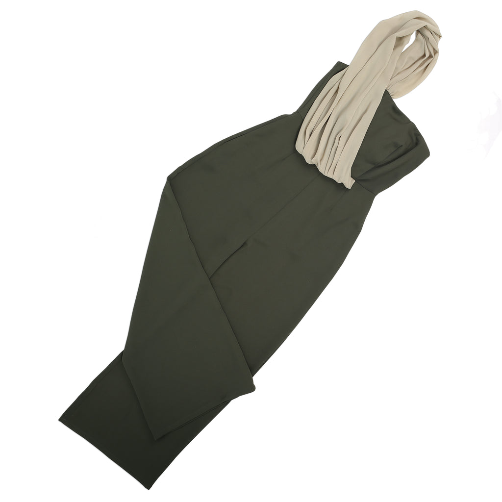 Green Strapless Draped-Neckline Jumpsuit