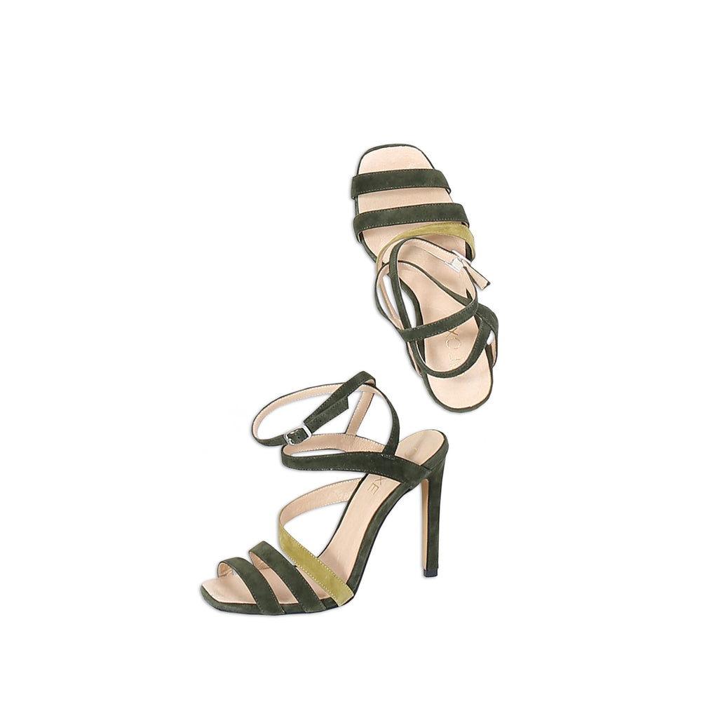 Green Wrap Ankle Strap Heels