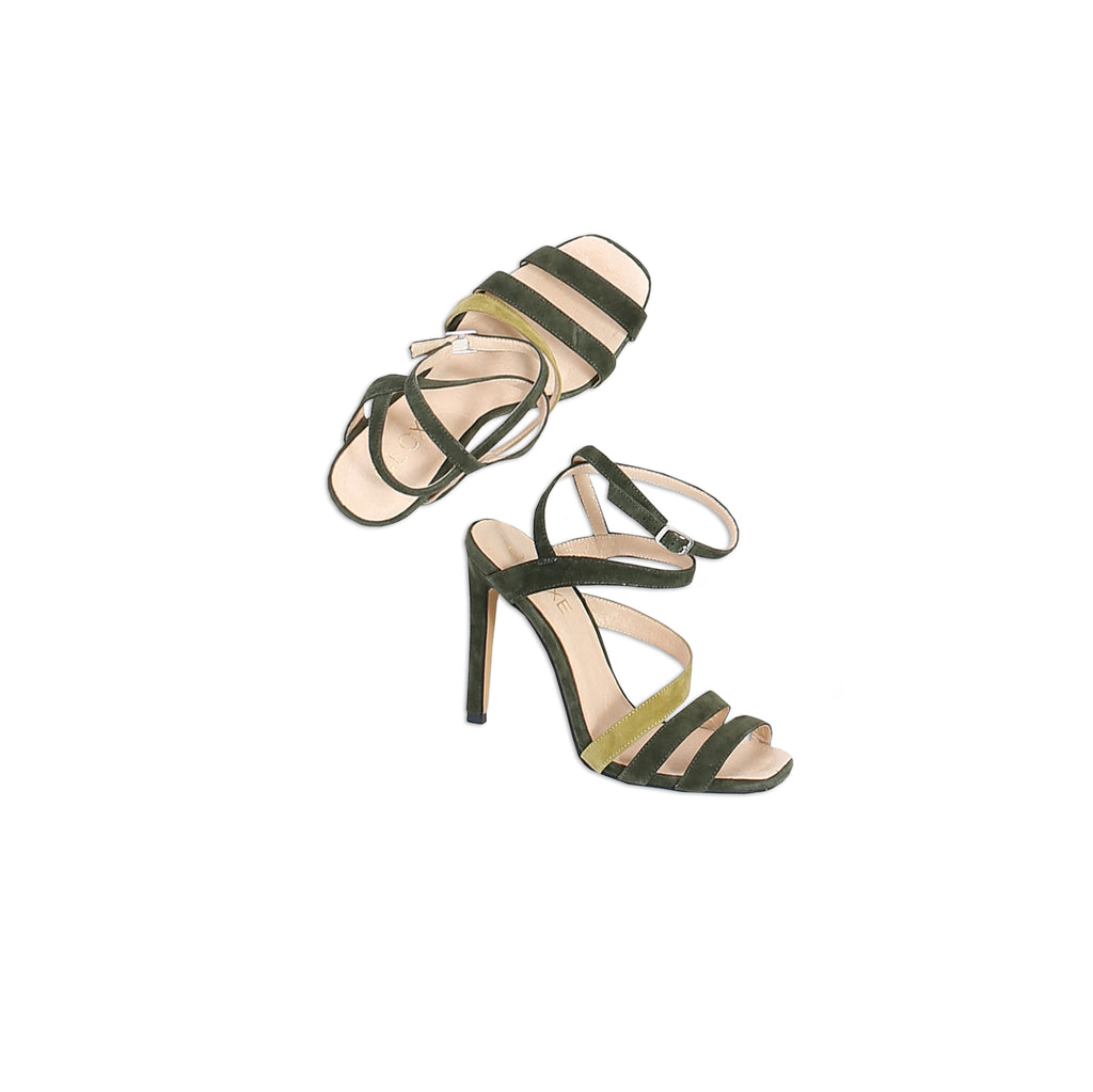 Green Wrap Ankle Strap Heels